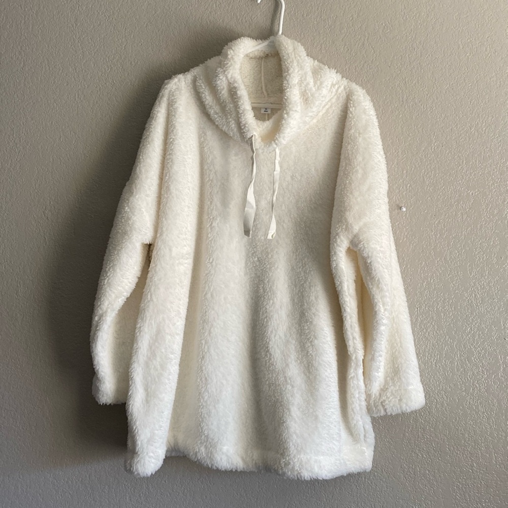 Old Navy Microfleece Funnel-Neck Pullover Sweater Color: Sea Salt